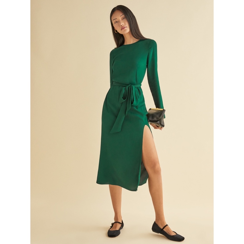 Reformation Jeana belt slit midi dress